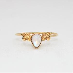 Alta calidad hecha a mano bajo MOQs mínimo 18K chapado en oro joyería 925 plata esterlina Arco Iris piedra lunar Midi anillo - Product Image 2