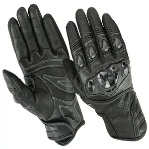Custom made own design racing Real Genuine Leather Long Motorcycle Glove Men Full Finger Racing Motorbike Pakistan