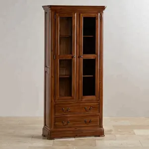 Acacia solid wooden glass display cabinet/Wooden cabinet