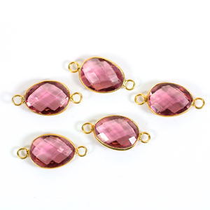 Gold Rhodolite Garnet Stone Hydro Quartz 16 X 12 MM Bezel Connector Double Bail Loop <b>Fine</b> Jewelry <b>Pendants</b> <b>Charms</b> for Party - Product Image 3