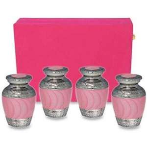 Juego de urnas de cremación con caja de terciopelo para cenizas funerarias, Juego de 4 urnas de Metal/aluminio, color blanco, conmemorativo - Product Image 6