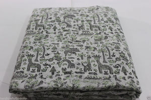 10 Yards Lightweight Cotton Fabric with Jangle Animals Hand Print Pure Indian 4 for Shirts Suits and Bags for Boys and Girls - Product Image 2