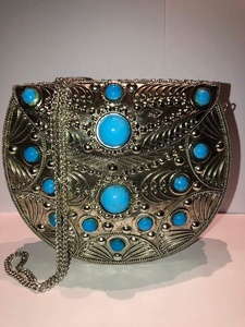 Indian Style Mosaic Bohemian Metal Clutch Bag for Women Luxury Evening Handmade Messenger Wedding Purse Chains Wholesale - Product Image 5