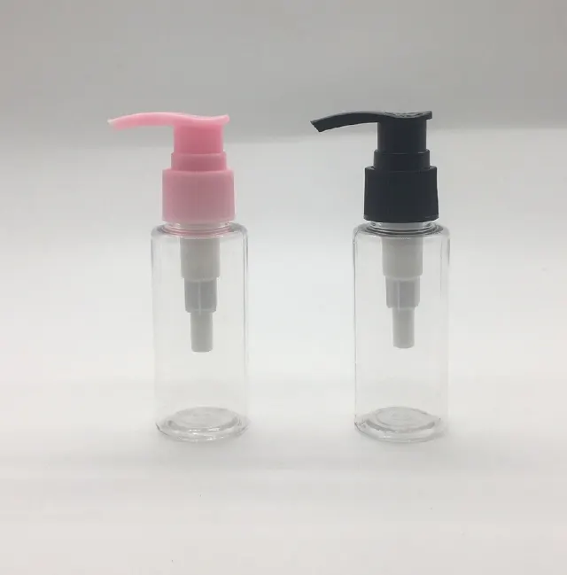 65ml Clear Cosmetic PET Plastic Bottle cylinder shape PET Bottle with Pump