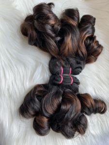 Silky Funmi Bouncy Siêu Đúp Rút Ra Giá Nhà Máy 100% Phần Mở Rộng Tóc Người Số Lượng Lớn Trong Kho - Product Image 2
