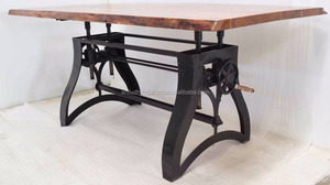 80 "สไตล์อุตสาหกรรมเหล็กหล่อข้อเหวี่ยงตารางที่มีอยู่ขอบกระถินไม้ด้านบน - Product Image 2