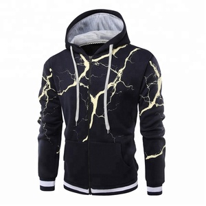 Pull à capuche à fermeture éclair à motifs personnalisés 100% coton polaire lourd GSM de haute qualité pour l'hiver - Product Image 1
