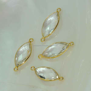 Conectores de Bisel para Piedras Preciosas Multicolores de 10x20 mm, Plata de Ley Chapada en Oro, Corte Marquesa, Accesorios para Joyería - Product Image 5