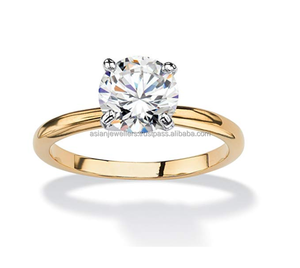 Elegant Round Solitaire Halo Simulated Diamond Wedding <b>Engagement</b> sterling silver <b>Rings</b> vermeil gold - Product Image 1