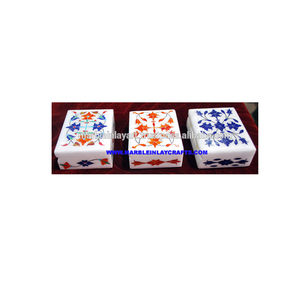 Boîte à bijoux de forme rectangulaire en nacre différente incrustée de marbre blanc de meilleur concepteur indien pour l'article décoratif à la maison - Product Image 1