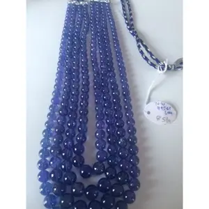 Aus gezeichnete Qualität Halskette Tansanit glatte runde Großhandel Perlen