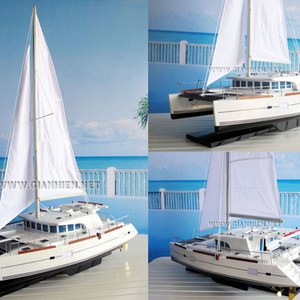 LAGON 440 estilo náutico catamarán de madera de acacia yate de vela artesanía de madera pintada regalo de recuerdo de Vietnam - Product Image 6