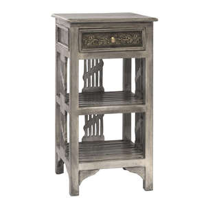 Meubles indiens anciens Table de chevet en bois de chêne massif Table de chevet haute pour chambre à coucher Décoration intérieure - Product Image 1