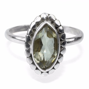 Bague en argent Sterling 925 avec lunette verte en forme de Marquise, améthyste verte, bijoux uniques en argent, fabricant de bijoux indiens - Product Image 2