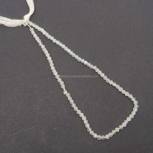 Piedra Lunar arcoíris redonda lisa de 3mm, Gema de 9,5 pulgadas de longitud, hilo de 16,15 cts, fabricación de cuentas para joyería - Product Image 3