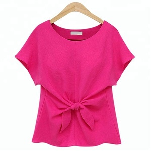 Mode femmes En Mousseline De Soie Lâche Tops Chemise À Manches Courtes Chemisier Décontracté - Product Image 1