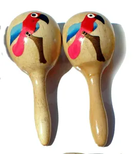 Las Maracas Handcarved Wooden Marracas Music Instrument Party Crafts Wood Musical Wholesale Ecuador