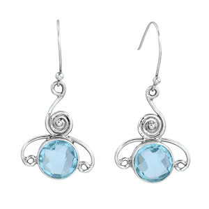 Boucles d'oreilles élégantes en topaze bleue en argent sterling 925 massif, bijoux de style vintage faits à la main en vente entière - Product Image 1