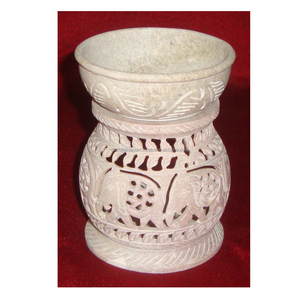 โคมไฟเตาน้ำมันหอมระเหยสำหรับตกแต่งบ้านและสำนักงานงานแกะสลักหินสบู่ทรงกลมดีไซน์เป็นเอกลักษณ์ - Product Image 1