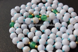 สร้อยคอโยคะประดับด้วยลูกปัดหินอาเกต108มาลาสีฟ้าประดับด้วยหินคริสตัลบำบัดตามธรรมชาติสำหรับงานเลี้ยงทางศาสนา - Product Image 6