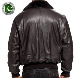 Chaqueta Bomber de Cuero de Oveja Auténtico para Hombre - Product Image 3