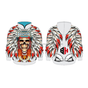 Sudadera con capucha personalizada con diseño de alas de calavera de guerrero indio - Product Image 1