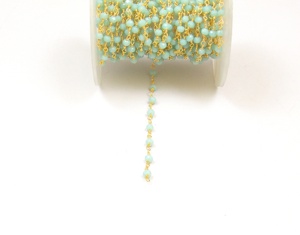 Aqua Calcedonia chapado en oro Natural Multi piedra preciosa joyería alambre envuelto facetado con cuentas Rosario moneda encanto cadena - Product Image 4