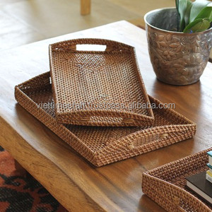ถาดเสิร์ฟสี่เหลี่ยมสานมือจากหวายสีน้ำตาลยี่ห้อเวียตไทม์ คราฟท์ ผลิตตามสั่ง ทำจากวัสดุธรรมชาติ - Product Image 3
