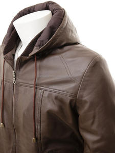MA-1 Bomber Leather Flying <b>Hoodie</b> Jacket Plus Size Winter Wear with Breathable Sheep <b>Fur</b> and Zipper Closure Cotton Filled - Product Image 4