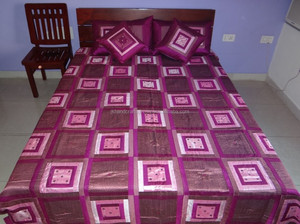 Silk <b>Indian</b> Patchwork Bedding <b>Throw</b> Silk Bedcover - Product Image 2
