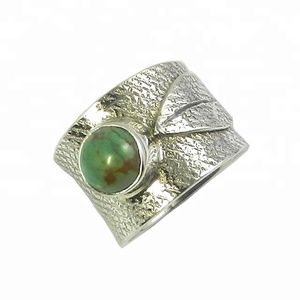 Beautiful Genuine Blue Copper <b>Turquoise</b> Gemstone <b>Ring</b> Handmade Fashion Silver Jewelry Eternity Vermeil <b>Rings</b> - Product Image 1