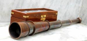 Télescope marin antique en laiton nautique de 16 pouces avec boîte en bois Cadeau de télescope astrolabe de travail - Product Image 2