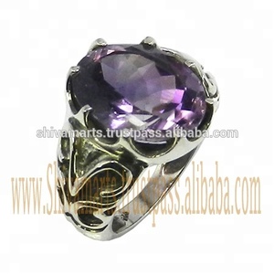 Último diseño de moda 925 anillo de piedras preciosas de amatista de plata esterlina piedra de cuarzo de amatista Natural anillos de joyería sólida - Product Image 2