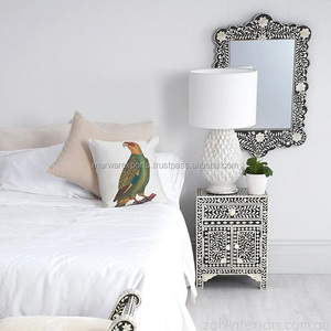 Mesita de noche de madera maciza de última moda con incrustaciones de hueso únicas para decoración de dormitorio y muebles de regalo para el hogar - Product Image 5