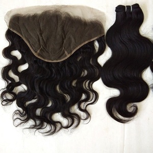 Paquets de cheveux indiens vierges non traités bruts fermeture à lacet cuticule alignée prêt à l'eau de Javel tissage péruvien couleur naturelle Remy 22" - Product Image 4