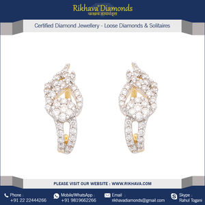 Par de Pendientes de Diamantes Redondos de Corte Brillante en Oro Puro Hechos a Mano en India para Mujer, Joyería para Boda y Compromiso - Product Image 2