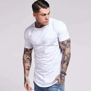 T-shirt homme, ajusté, à la mode, avec ourlet incurvé, Super Longline