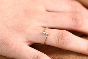 Bague classique en pierre Double CZ plaqué rhodium bijoux de mariage et de fête en argent - Product Image 4