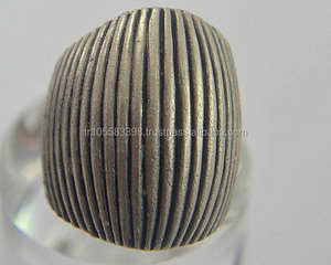 Bague élégante de style antique plaquée or rose, pour l'index, large, à barres parallèles, tube strié, chic, petite, en alliage, bohème - Product Image 4