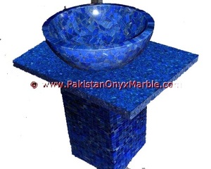 อ่างล้างหน้าหินอัญมณี Lapis Lazuli อ่างล้างหน้าโอนิกซ์ธรรมชาติติดตั้งสำหรับอ่างล้างจาน - Product Image 6