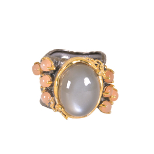 Bijoux en pierre précieuse pour femmes, bague en pierre de lune plaqué or, argent Sterling 925, Rhodium, bijou de styliste - Product Image 2