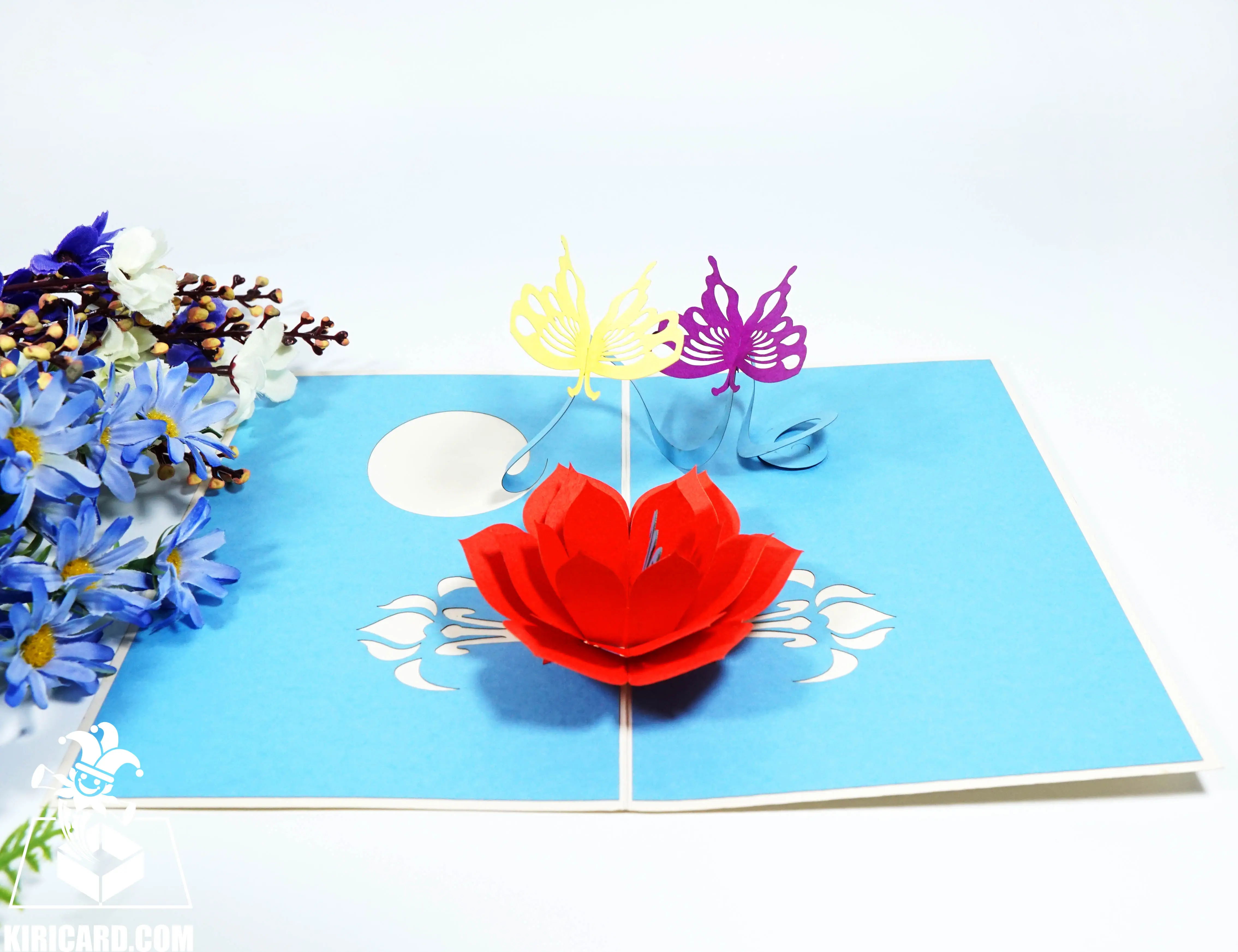 素敵な誕生日の花のカード花と蝶のポップアップカードベトナムの手工芸品卸売メーカー
