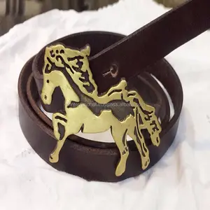 High Quality Imported Leather belts with customized Horse buckle Belts wholesale manufacturer