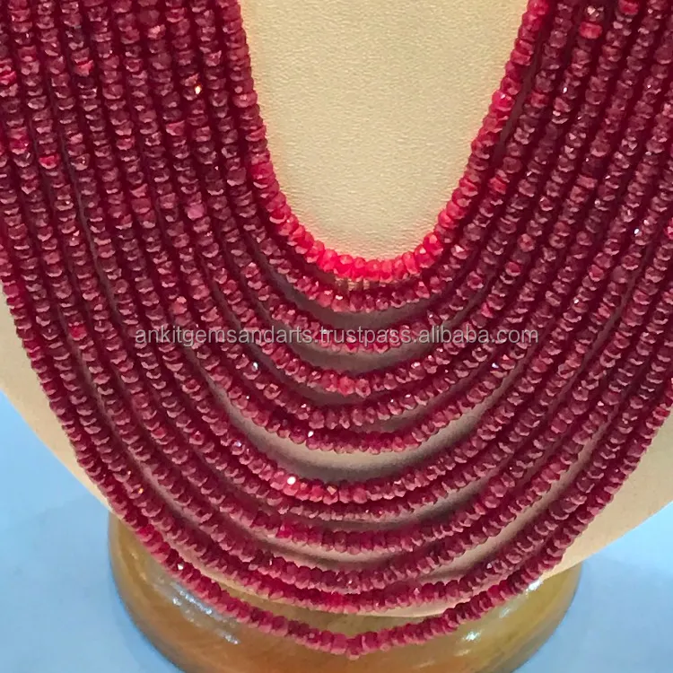 Kırmızı yakut doğal değerli taş boncuk 2-5mm yönlü kesme gevşek mücevher yakut boncuk takı yapımı için