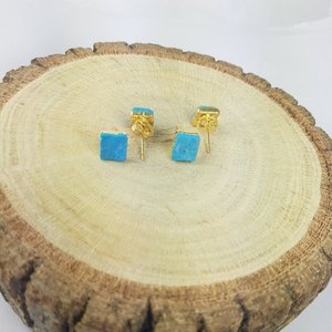 <b>Turquoise</b> Electroplated Raw <b>Earring</b> <b>Stud</b> - Product Image 2