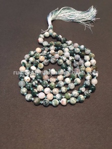 Hecho a mano estilo bohemio 108 collar de cuentas redondas precio al por mayor ágata musgo piedra preciosa para Yoga Mala para regalos y fiestas - Product Image 6