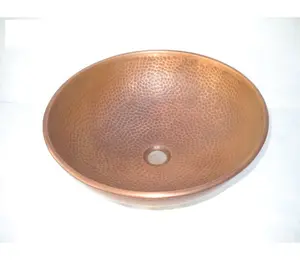 丸型銅浴槽輸出業者最も人気のあるヴィンテージスタイルカスタマイズされた手作りシングルボウルキッチン銅シンク装飾付き