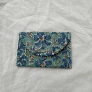 Hermosa bolsa de joyería acolchada de algodón con estampado de bloques de mano con cierre de cremallera para uso informal, bolsas de joyería con estampado colorido - Product Image 2