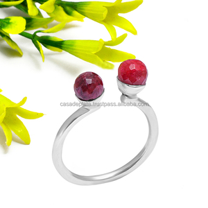 Ruby Gemstone 925 Sterling <b>Silver</b> Supplier <b>Ring</b> Trendy Style <b>Ring</b> Round Brilliant Cut Shape Fashion <b>Ring</b> for Women, <b>Men</b> - Product Image 1