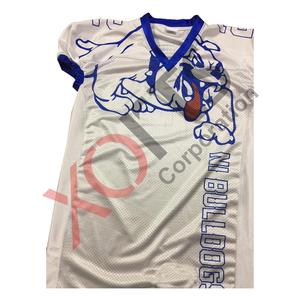 Ensemble de football bouledogue bleu blanc maillot d'équipe vêtements de football américain Sublimation maillot de football vêtements respirants - Product Image 1